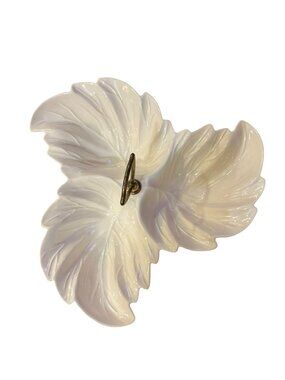 Vintage USA Leaf Divided Dish Ceramic Gold Handle MCM Candy Nut Tray Used